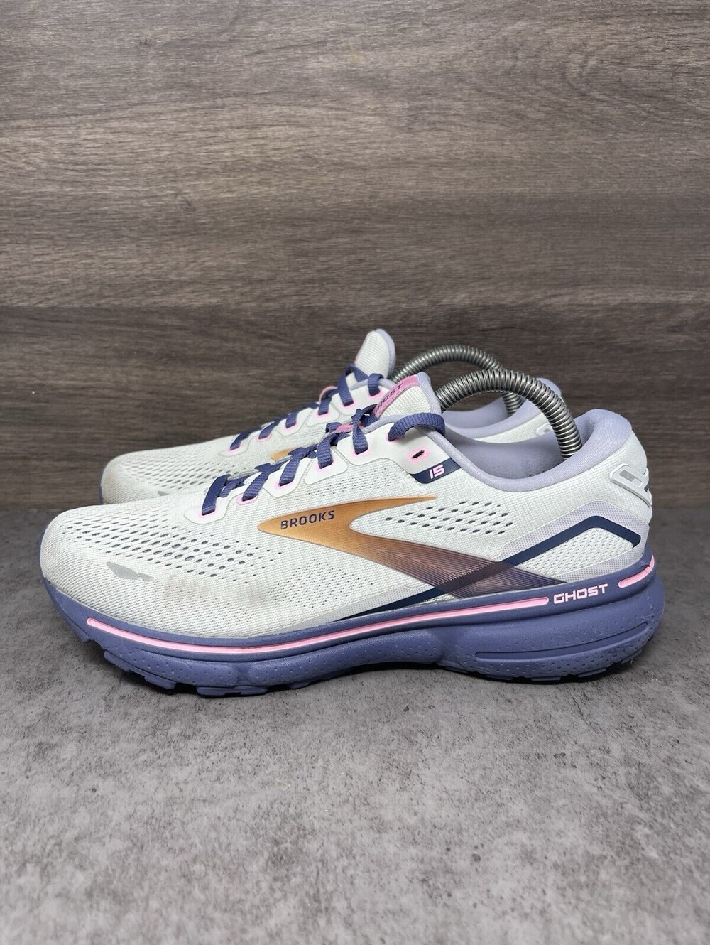 Brooks Ghost 15 Size 9 Womens Spa Blue Neo Pink Copper Road Running Shoes
